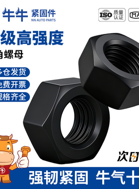 12级高强度六角螺母发黑螺帽螺丝螺母大全M3M6M10M12M20M27M36