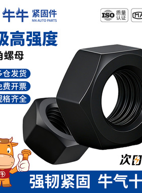 8级高强度六角螺母发黑螺帽螺丝螺母大全M3M6M10M12M20M27M36