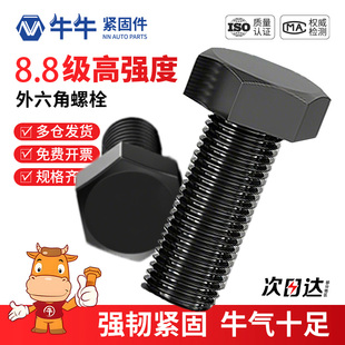 8.8级外六角全牙螺丝加硬发黑高强度螺栓M6M8M10M12M14M16M18M20