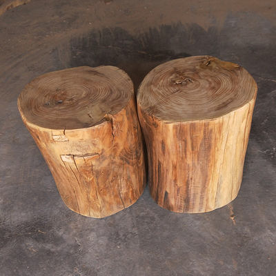 原木墩树桩木桩风化老榆木树墩艺术花架茶台底座木头墩子矮凳实木