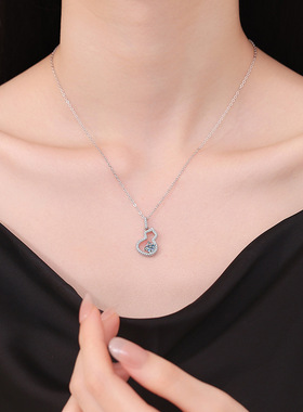 S925银莫桑钻经典葫芦锁骨项链