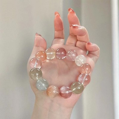 新款兔毛天然水晶琉璃招财手串女