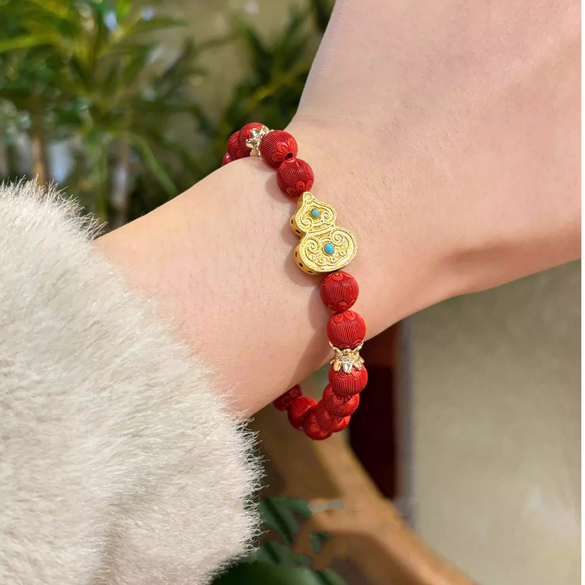 复古轻奢中国风红色葫芦吉祥手串