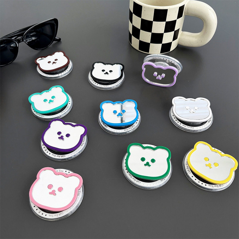 小熊镜子磁吸式支架手机强力吸附气囊不变形镜面桌面后面背贴伸缩