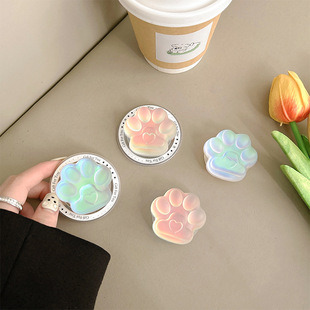 背贴创意可伸缩支撑架炫彩镭射立体猫爪手机气囊支架磁吸magsafe