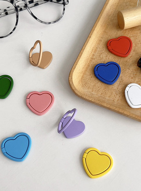 纯色爱心指环扣手机指环支架可伸缩粘贴式桌面支架看追剧网红ins