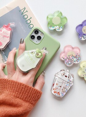 流沙韩国ins可爱卡通滴胶气囊支架懒人桌面折叠伸缩手机支撑礼品