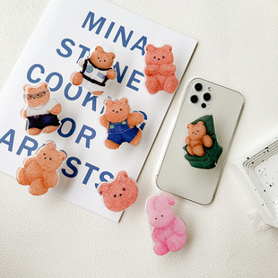 韩国ins可爱小恐龙气囊支架手机壳伸缩气垫指环扣定制滴胶logo女