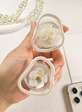 小清新ins风手机气囊支架山茶花珍珠圈粘贴式可伸缩女款桌面看剧