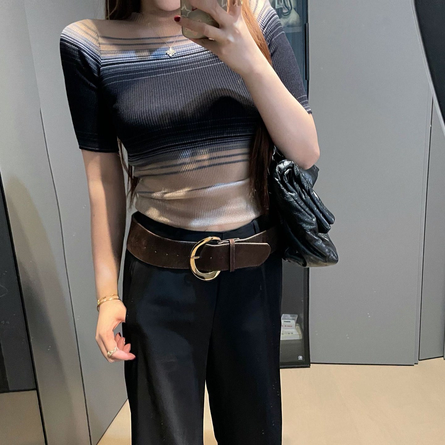 大G.Especial【华尔兹小姐】渐变弹力针织中袖T恤K425Y15589