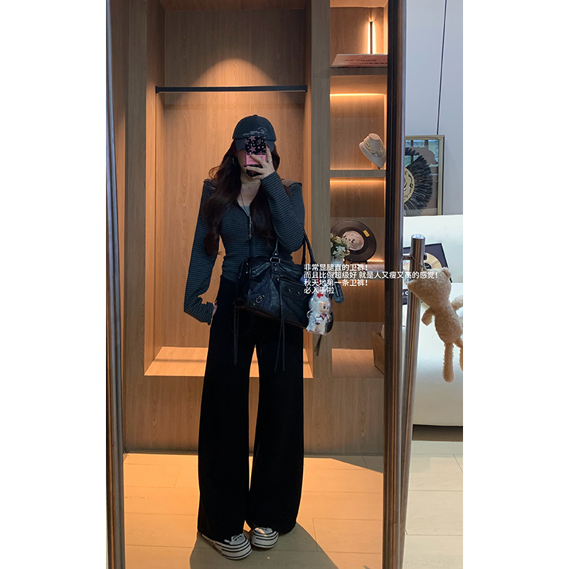 大G.Especial【摩登教主】黑色百搭宽松直筒抽绳休闲裤K425K02971