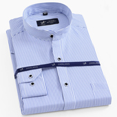 立领衬衫 圆领中国风长袖 男款 春季 宽松中山装 衬衣中年男士 衫 衣免烫