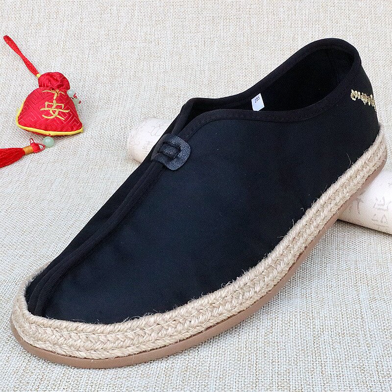 老北京布鞋男春季牛筋底单鞋中国风速干透气古风汉服唐装刺绣渔夫