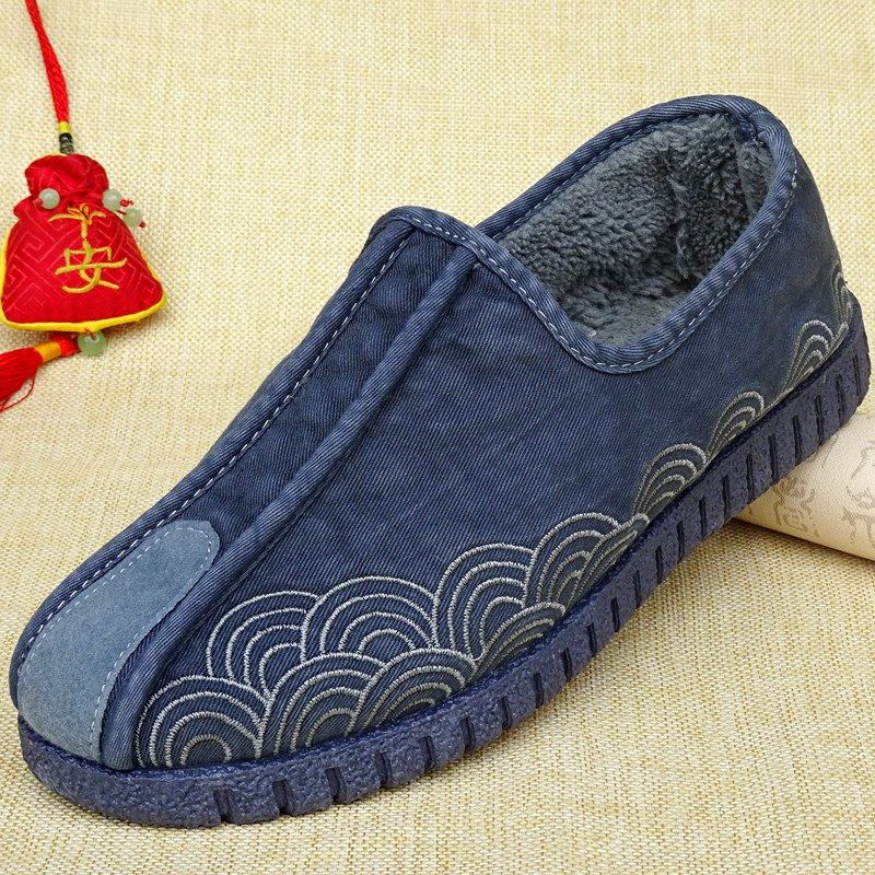 鞋男冬季加绒保暖棉鞋老北京布鞋男士休闲鞋中国风汉服禅修刺绣鞋,流行男鞋,布鞋,淘宝优惠券,粉丝福利购,淘宝优惠卷