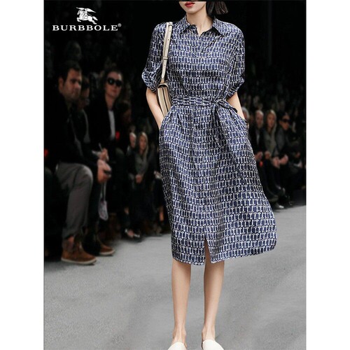 BURBBOLE/巴博利碎花真丝连衣裙