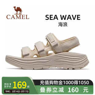 骆驼海浪运动凉鞋女款2026新款厚底沙滩鞋轻便透气魔术贴鞋子女鞋