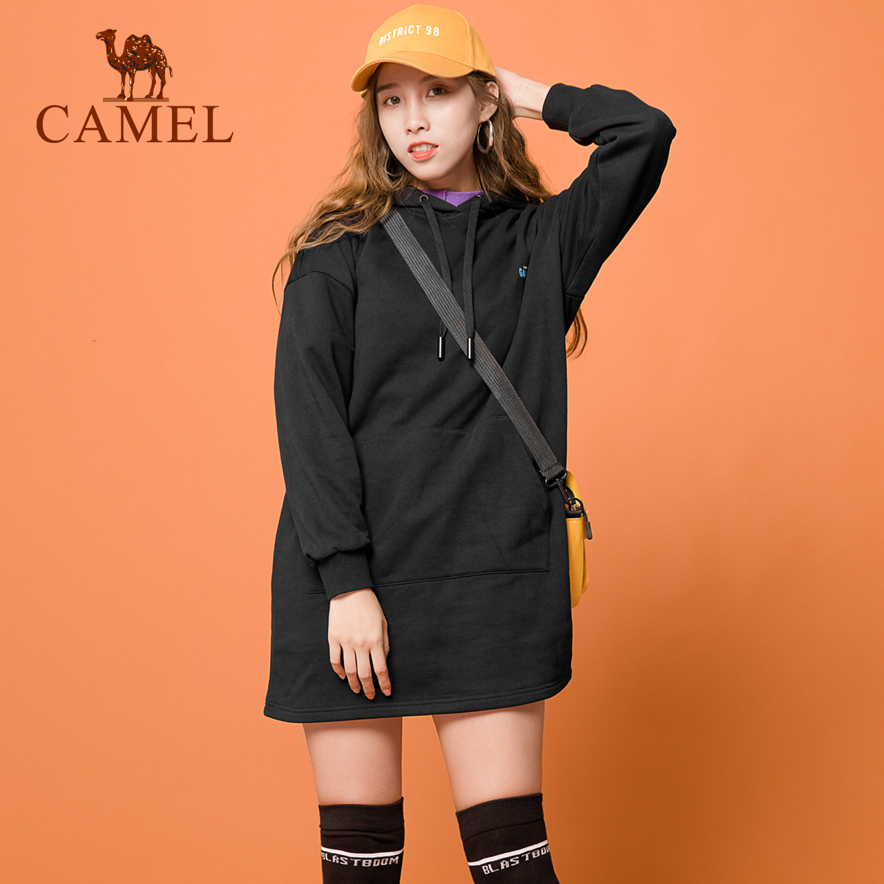【非卖品】运动针织连衣裙女2020年新款韩版宽松中长款裙子黑色连