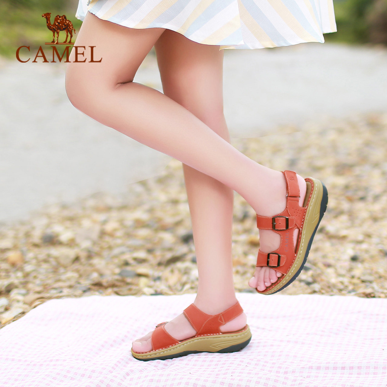 【非卖品】凉鞋女2019夏新款 坡跟真皮厚底休闲女鞋 增高平底户