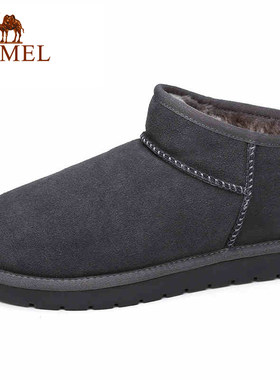 【非卖品】Camel/骆驼男靴秋冬反绒牛皮雪地靴男加绒保暖时尚短
