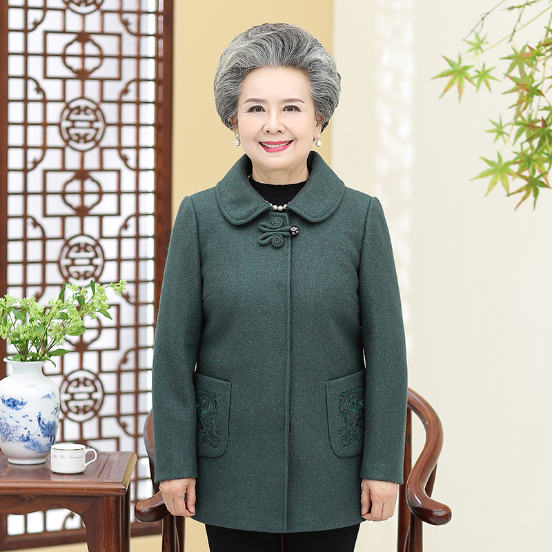 妈妈春装毛呢外套中老年女装翻领夹克40岁50老太太呢子褂子长袖在类目 女装/女士精品, 中老年女装中 - 来自Buy2taobao.com提供专业的淘宝代购服务