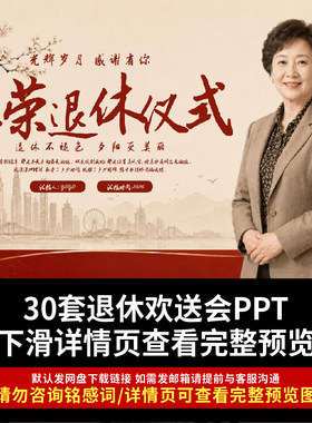 通用退休欢送会动态PPT模板单位员工教师退休祝福感言纪念相册ppt
