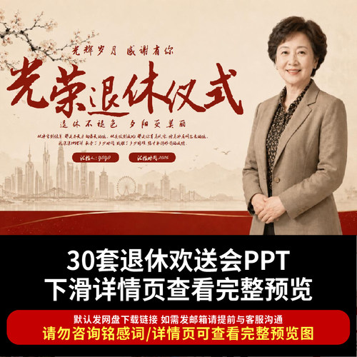通用退休欢送会动态PPT模板单位员工教师退休祝福感言纪念相册ppt