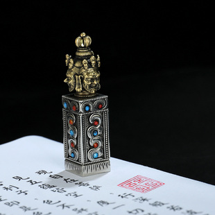 藏式黄铜吊坠天珠五股杵尼泊尔工艺大鹏金刚摩尼宝铜项链饰品