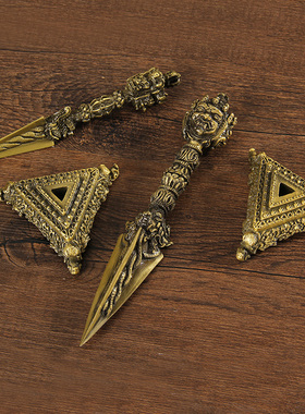 藏式合金金刚橛杵金刚杵法器 三面金刚普巴杵密宗用品带底座i.