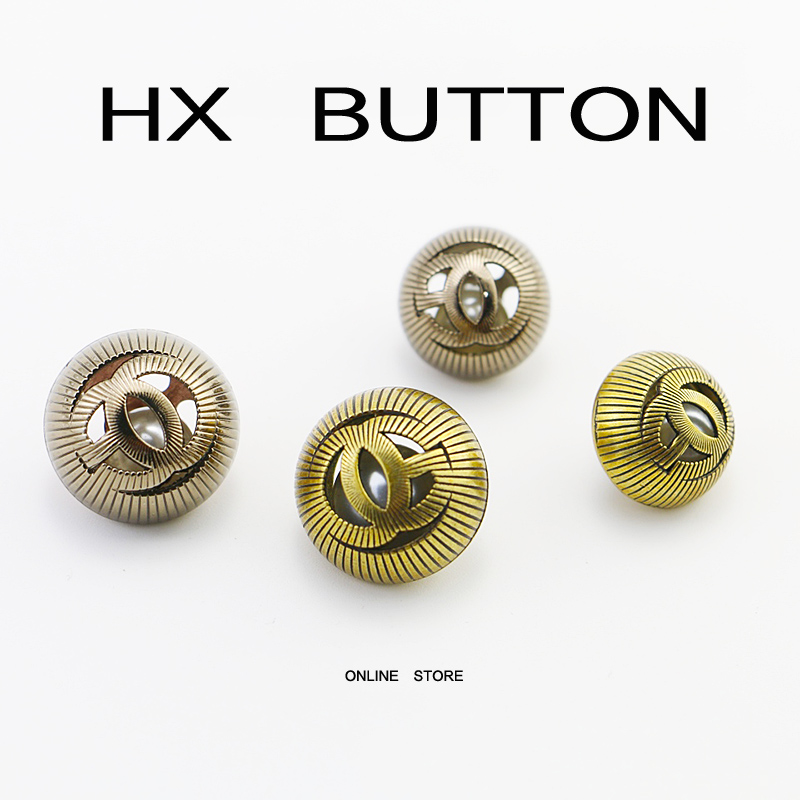 高档小香风金属铃铛珍珠精致个性扣女大衣毛衣衬衫外套装饰纽扣