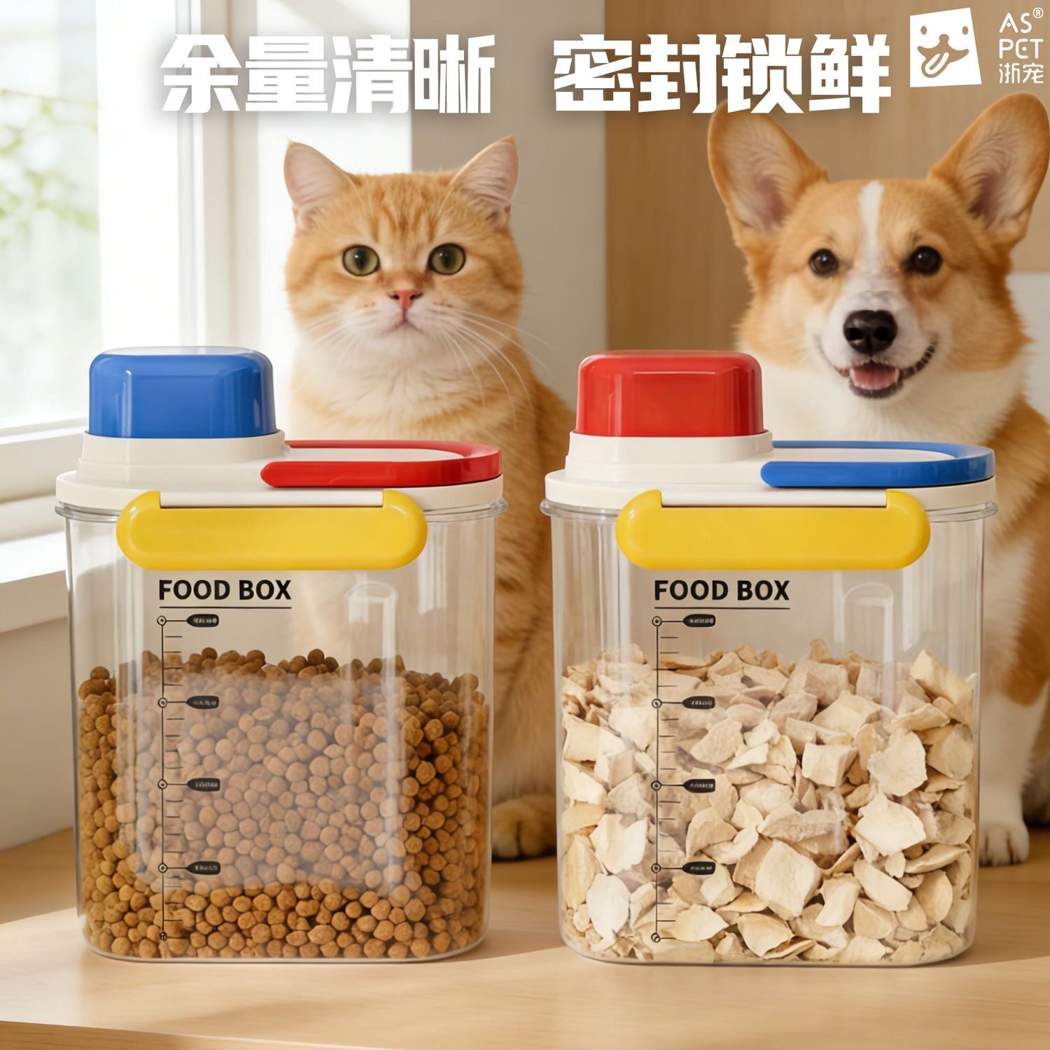 多巴胺猫粮储存桶密封防潮大容量宠物储粮桶狗粮收纳防水防虫透明