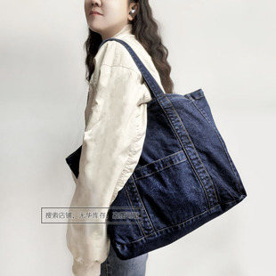 个性 刺绣郁金香 单肩包休闲慵懒手提托特包牛仔包 全部实拍图