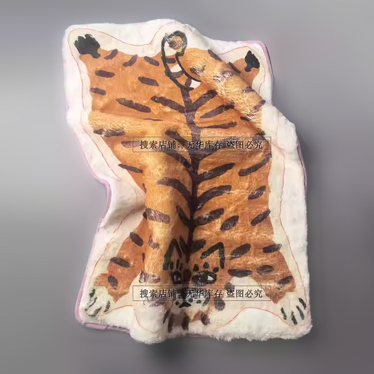 （出口库存--如兔毛丝滑）卡通手绘老虎地垫飘窗垫床边小地毯屁垫