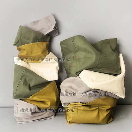 惊艳出口货简约双层棉帆布收纳筐