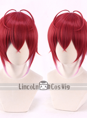 LINCOLN 扭曲仙境 小美人鱼Riddle 红色渐变粉cos假发 呆毛扎起