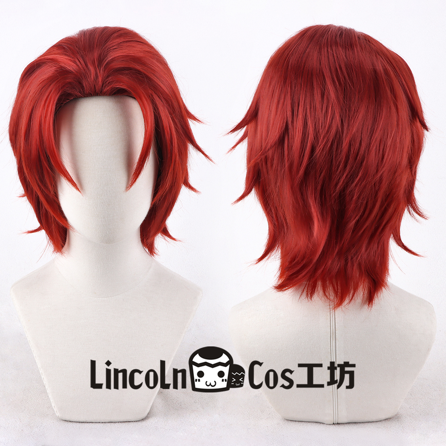 LINCOLN 海贼王One Piece 香克斯cos假发 红色背头款反翘蓬松短发