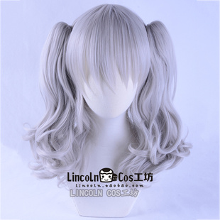 LINCOLN 舰队Collection 鹿岛 银灰色 卷发双马尾虎卡造型COS假发