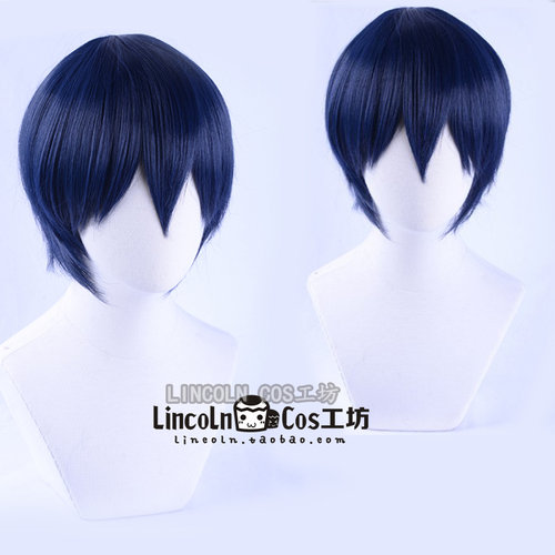 LINCOLN 监狱学园  藤野清志cosplay假发  藏青色收脸cos假毛