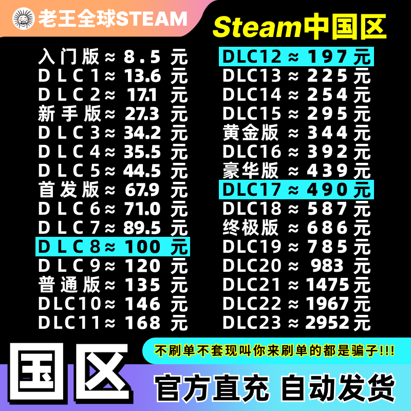 自动秒发 steam充值卡国区余额充值cdk礼品卡钱包码点数中国区服