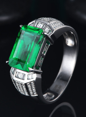 超闪霸气男戒镶钻锆石戒指