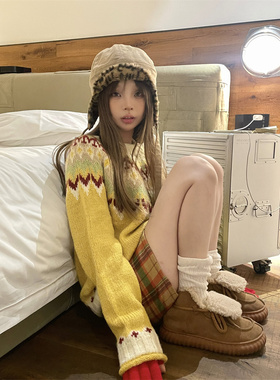 七七ost 怒推！一眼就喜欢 菱格彩色套头加厚节日毛衣