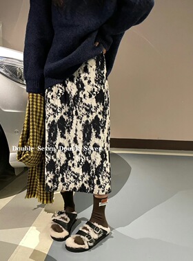 七七ost 力荐！行走的时尚感 扎染棉质加绒高腰开叉半裙半身裙