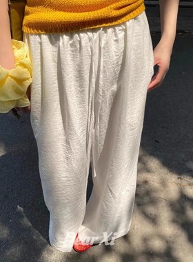 DEAR.XI 裤型好赞~2025夏季棉质透气白色高腰百搭休闲裤 5021#