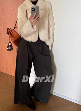 DEAR.XI 太爱了！高级加厚西装高腰毛呢气质休闲裤阔腿裤