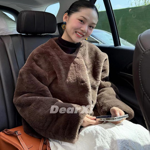 2350 DEAR.XI 加厚秋冬保暖时髦皮草外套 羊卷毛短款 质感太棒啦