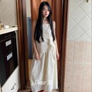 DEAR.XI 米杏色不规则多层上衣 宽松百搭连衣连衣裙 2379