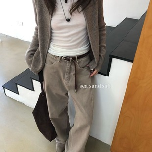 自留经典 salt 款 炭灰色高腰弯刀裤 sea 时髦洗水百搭休闲裤 sand