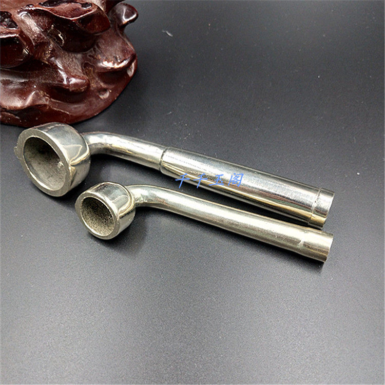 传统老式白铜旱烟锅 带溜背烟锅头 细长款烟袋锅传统手工烟袋配件