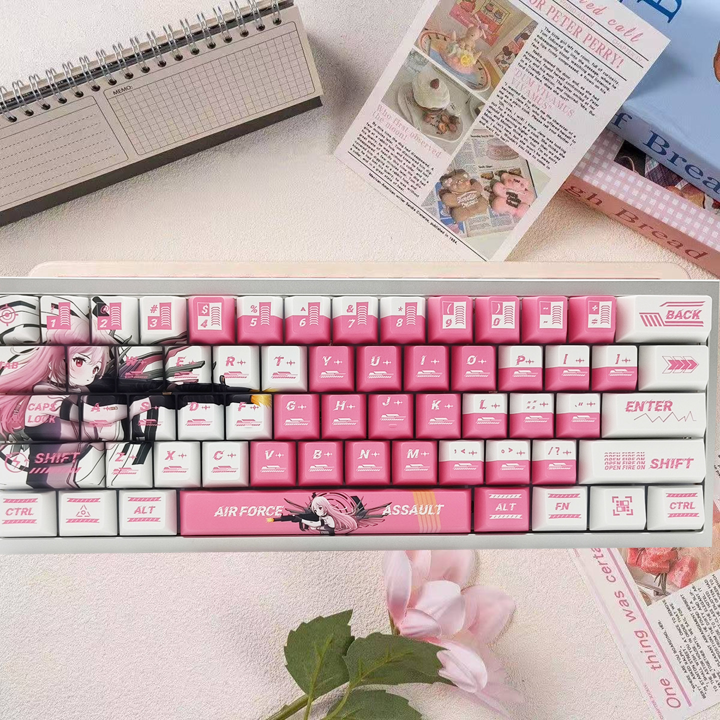 银发战姬PBT五面热升华游戏键帽配61-63-64-65-67-68磁轴机械键盘