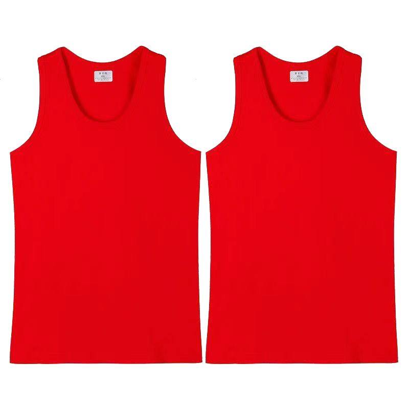 莱卡棉本命年男士纯棉背心紧身汗衫大红色修身打底汗背心吊带薄
