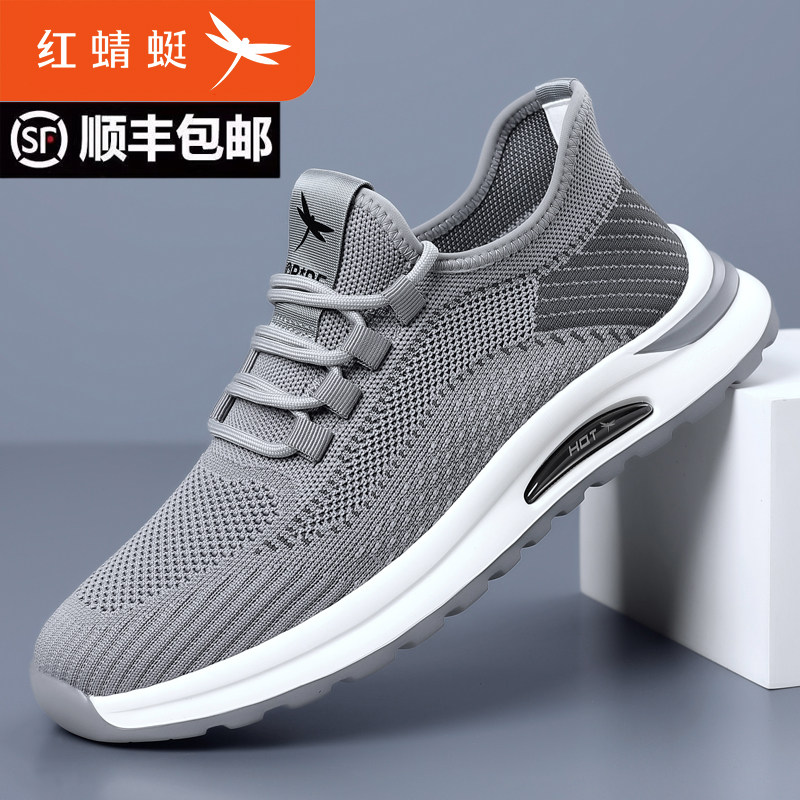 红蜻蜓男鞋夏季透气网面鞋薄款防滑软底休闲鞋减震轻便运动鞋子男